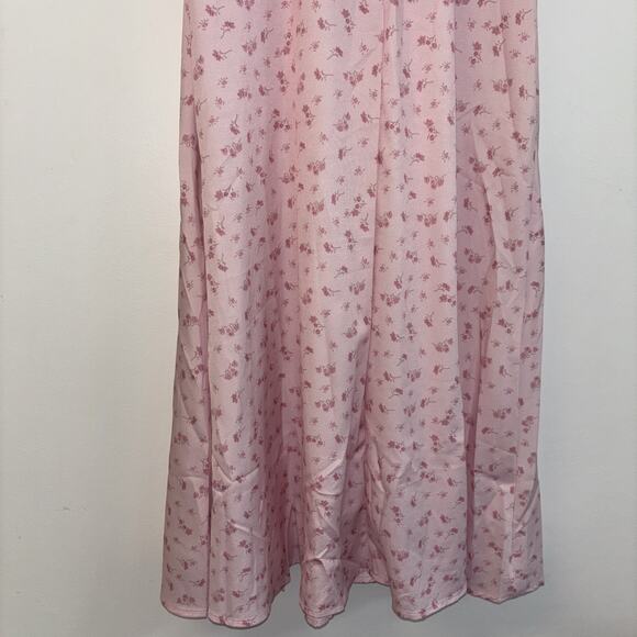 Maxi Dress Sz Sm Floral Pink Peasant Boho Festival Beach Y2K Smocked Cottagecore - Picture 9 of 15